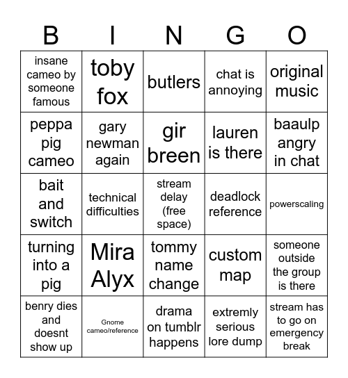 HL2VRAI bingu Bingo Card
