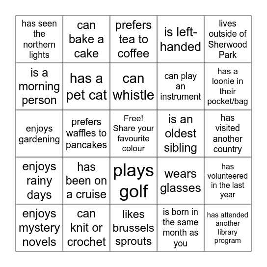 Human Bingo: Find Someone Who... Bingo Card