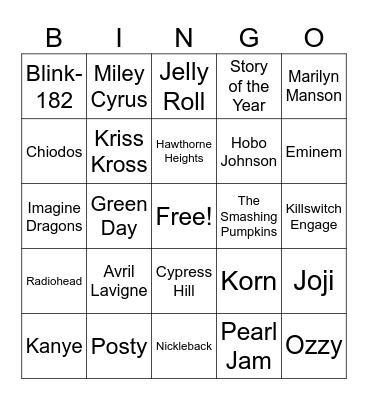 Song Bingo Card