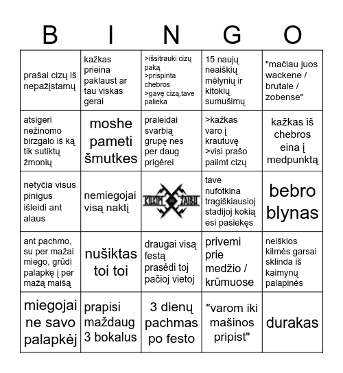 KILKIM ŽAIBU 2026 Bingo Card
