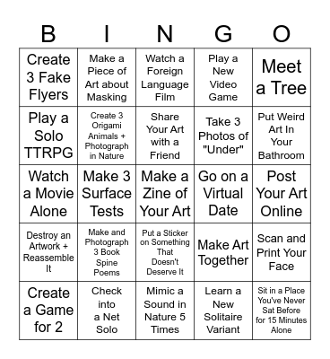 Ria Depression Bingo Card