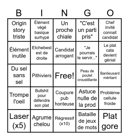 Bingo Top Chef Bingo Card