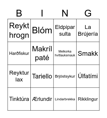 Markaðsbingó Slow Food Bingo Card