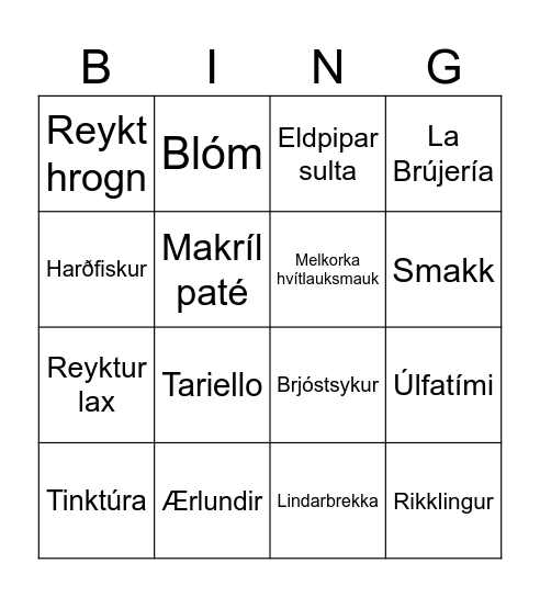 Markaðsbingó Slow Food Bingo Card