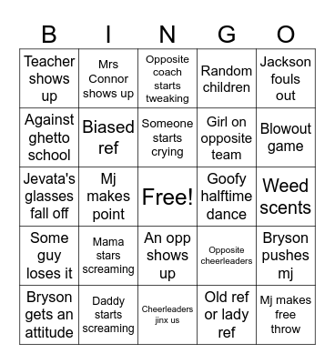 Basketball Bingo Card