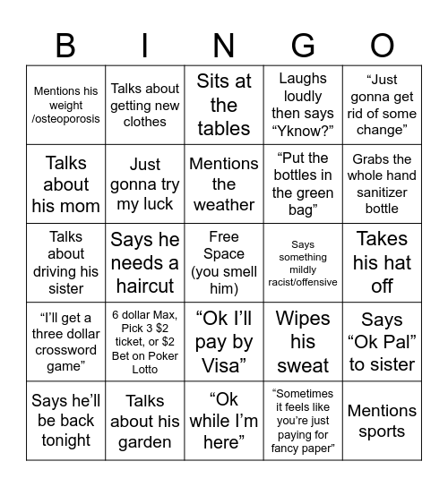 Jantz Bingo Card