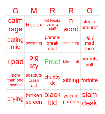 rage bingo Card
