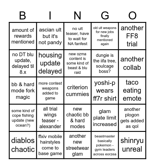 7.5 Live letter Bingo Card
