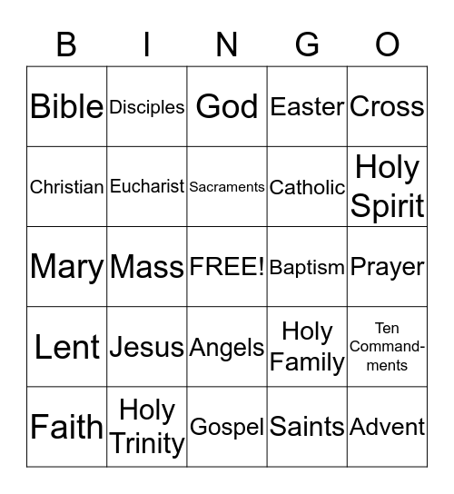 Eucharist 1 Bingo Card