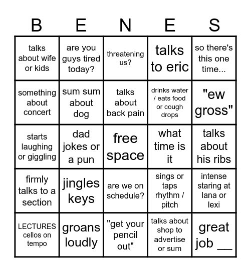 MR BENES! Bingo Card
