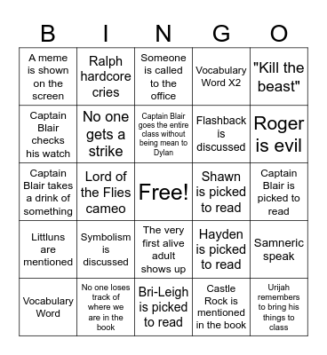 Chapter 12 Bingo Card