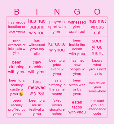 YIROU BINGO Card