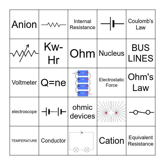 AKHONORS ELECTRIC CIRCUITS Bingo Card