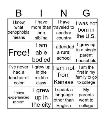 Getting to Know You: Bingo Card