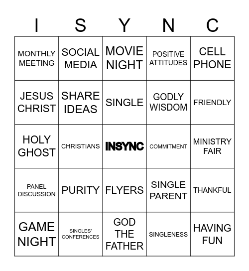 InSYNC Bingo Card