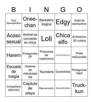 Fantasia v2 Bingo Card