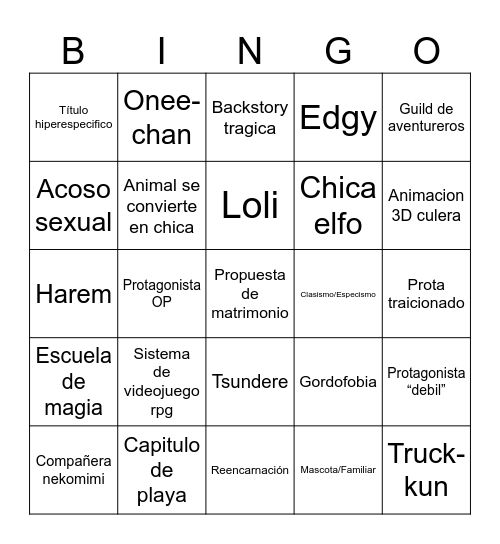 Fantasia v2 Bingo Card