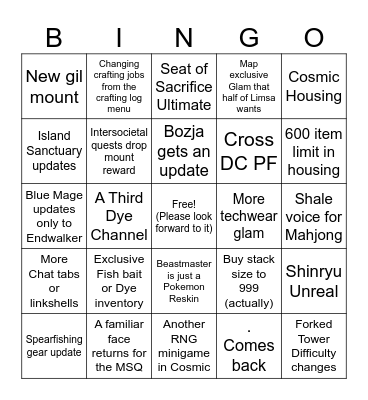 FFXIV 7.5 LL Bingo Card