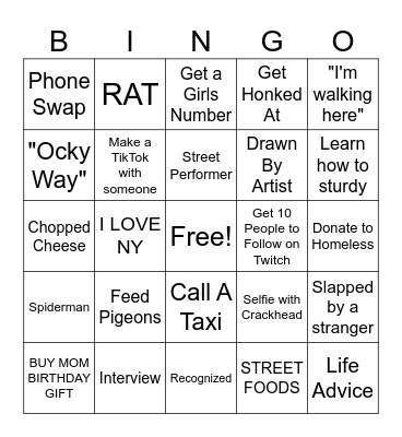 New York Bingo Card