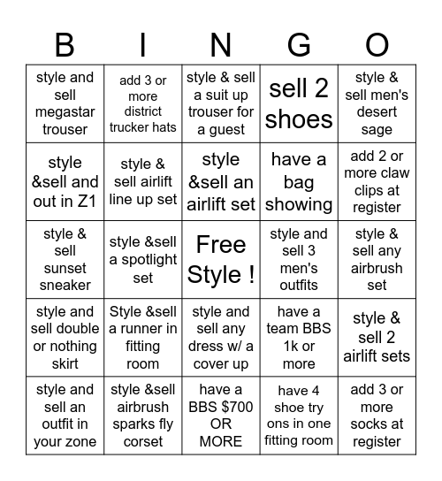 Style to Win ! Bingo Card