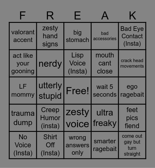 Ome.Tv ### Challenge Bingo Card