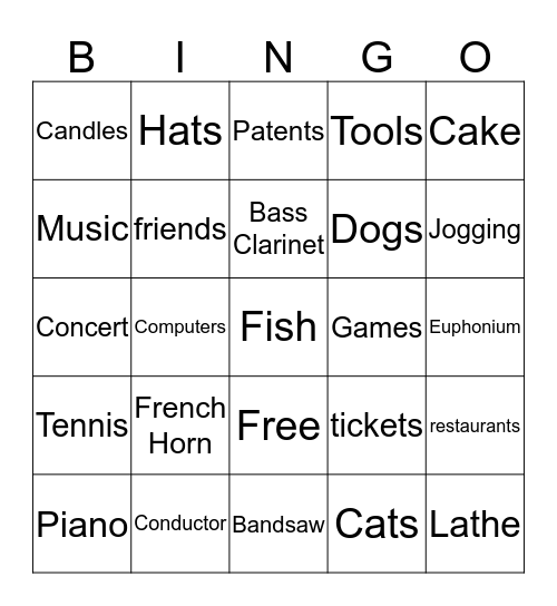 Marty's Birthday Bingo Card