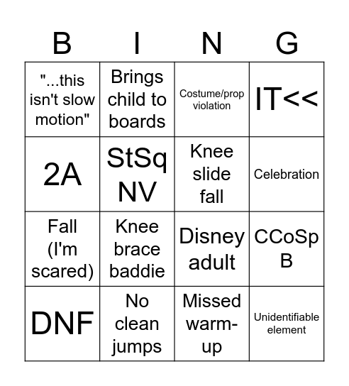 Adult Champs 2026 Bingo Card