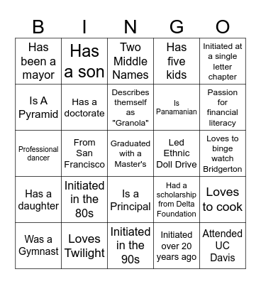 PEOPLE BINGO! Bingo Card