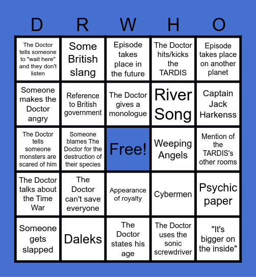 Doctor Who 2 Bingo Card