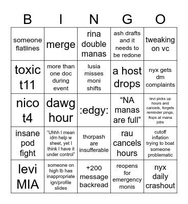 Shiho5 Bingo Card