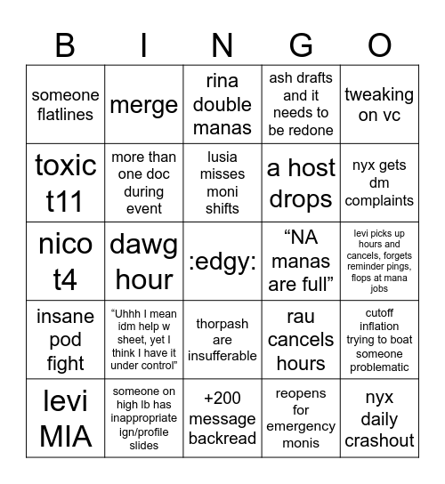 Shiho5 Bingo Card