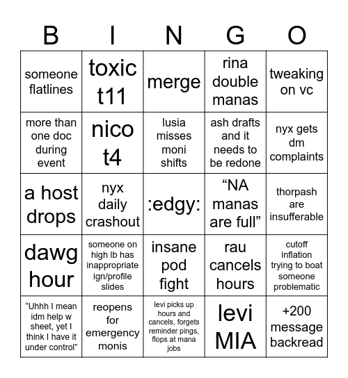 Shiho5 Bingo Card