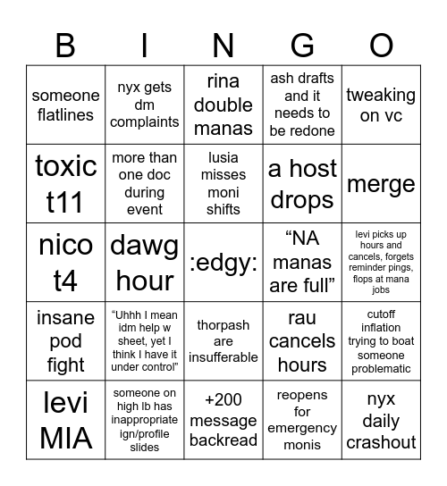 Shiho5 Bingo Card