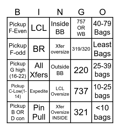 DELTA Xfer Bingo V2 Bingo Card
