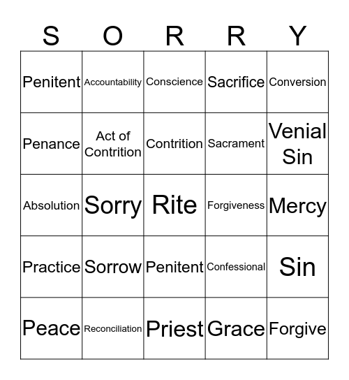 RECONCILIATION Bingo Card