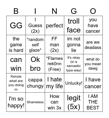 stel scrimgo Bingo Card