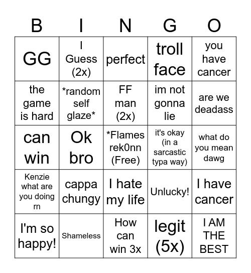 stel scrimgo Bingo Card
