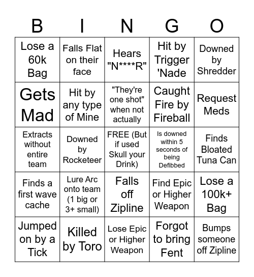 ARC DRINKERS Bingo Card