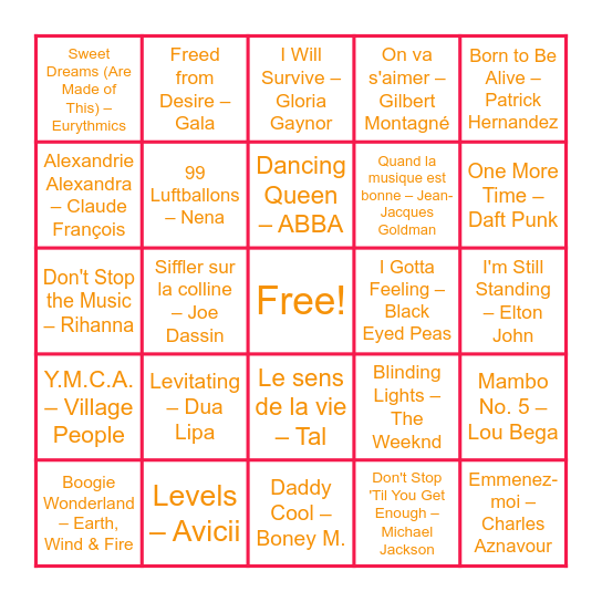 Bingo Disco Bingo Card