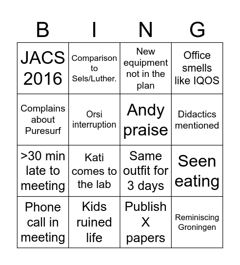 Barta Bingo Card