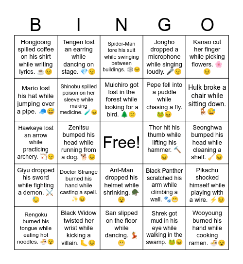 B21 L2  Jongho dropped a microphone while singing loudly. 🎤😟 Bingo Card