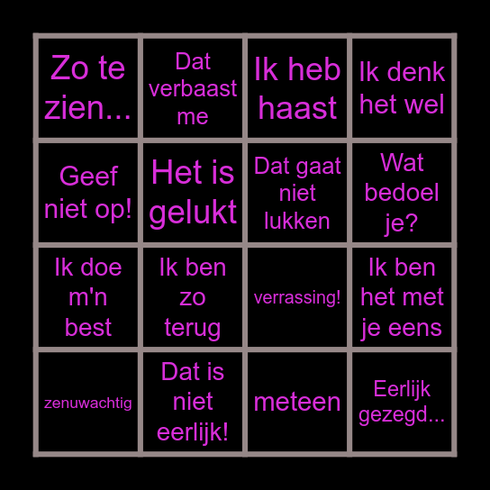 WOORD BINGO betterdutch Bingo Card