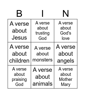 BIBLE BINGO Card