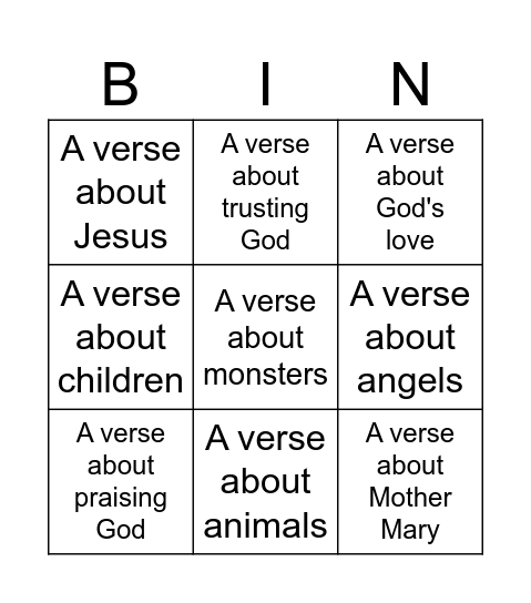 BIBLE BINGO Card