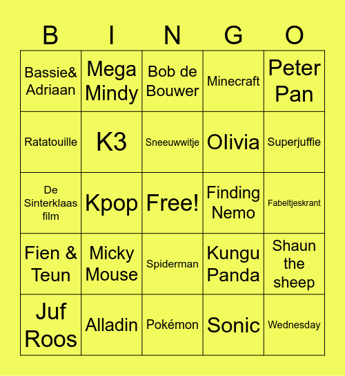 FILMS & SERIES Bingo Card