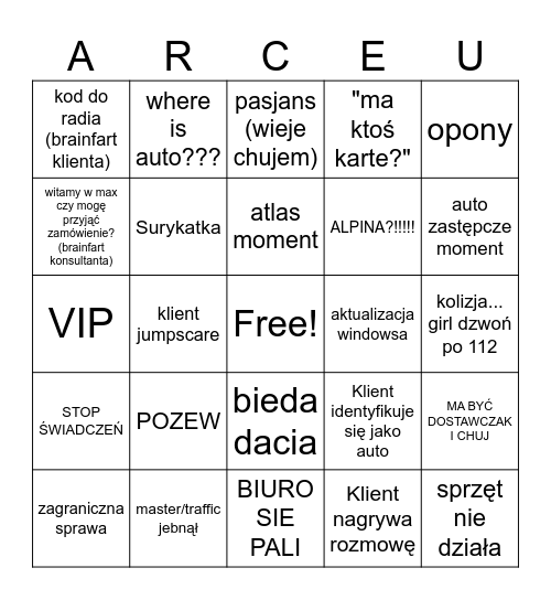 Bingo asisstance Bingo Card