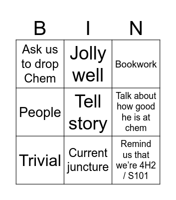 TYY BINGO Card