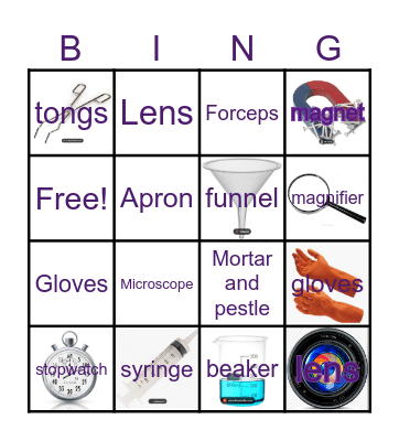 Science lab equipment Bingo Card