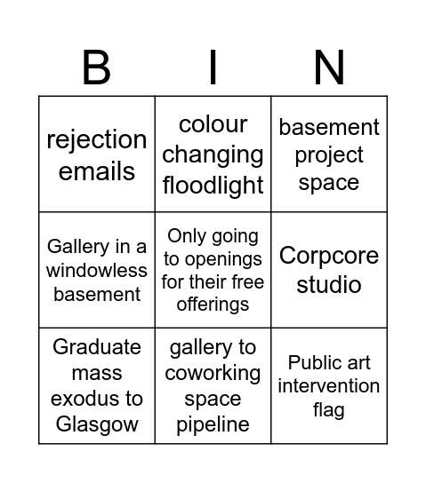 edinburgh art world bingo Card