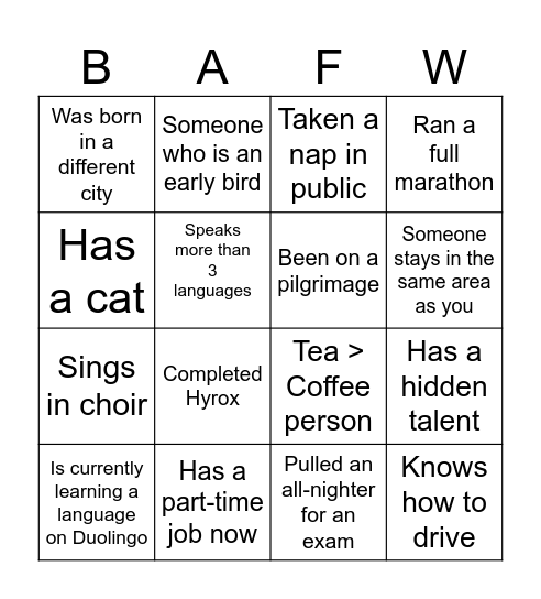 CSA Bring a Friend Week Bingo Card
